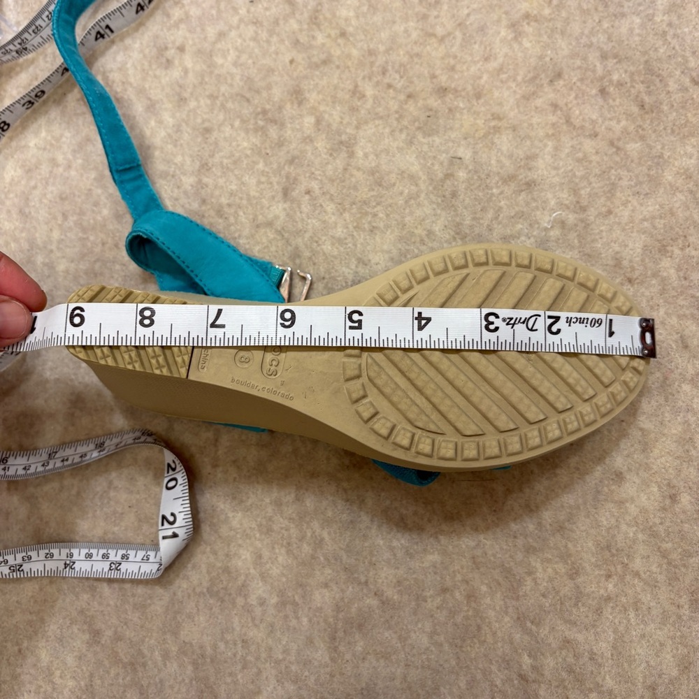CROCS Leigh II Double Strap Wedge Comfort Sandal Teal Turquoise Womens size 8 - Picture 10 of 14